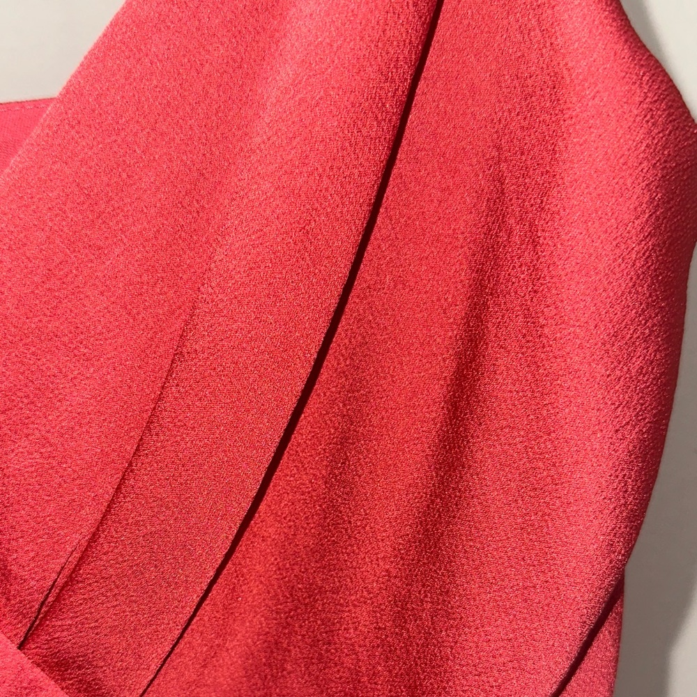 Express Coral Red V-Neck Dress - Picture 3 of 7